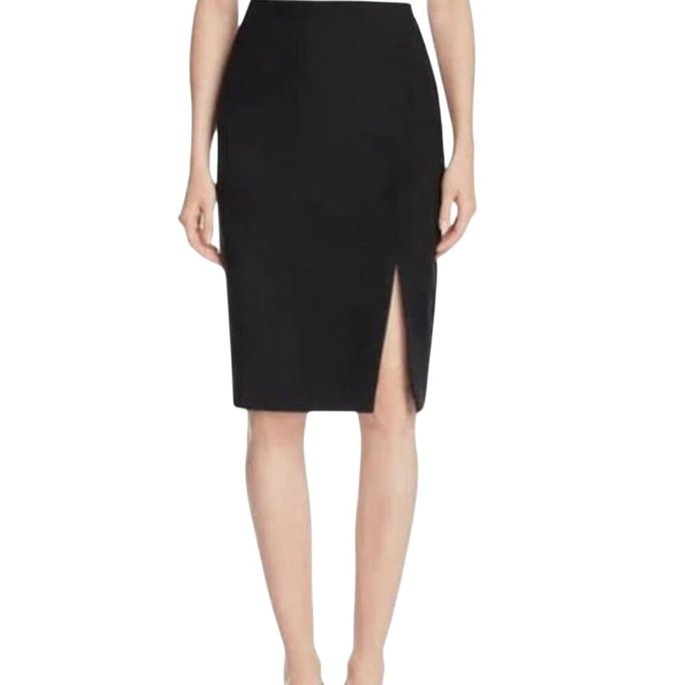 Finity $108 Women’s Knee-Length Side Slit Straight Navy Skirt Size 8